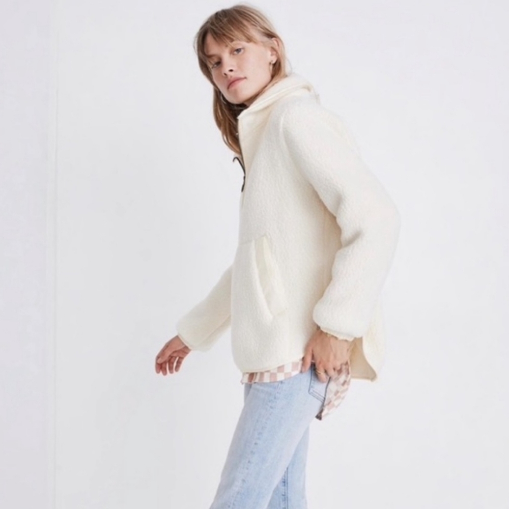 Madewell Cream Polartec Fleece Half Zip Pullover - Picture 4 of 9